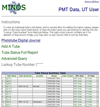 [MINOS PMT Database web interface]